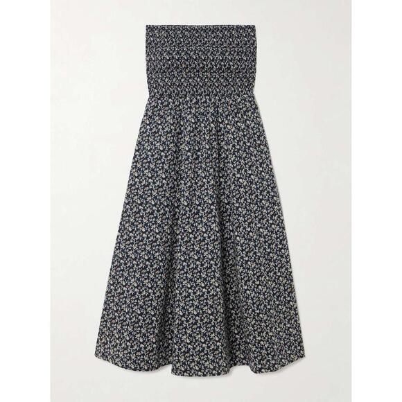 Veronica Beard Cornelia strapless smocked floral-print cotton midi dress Size XS - Picture 2 of 9